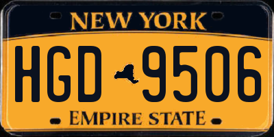 NY license plate HGD9506