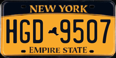 NY license plate HGD9507