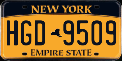 NY license plate HGD9509