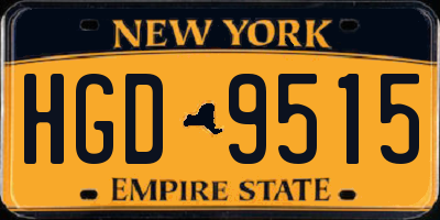NY license plate HGD9515