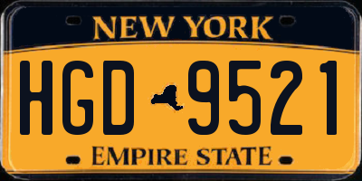 NY license plate HGD9521