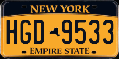 NY license plate HGD9533