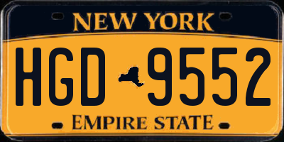 NY license plate HGD9552