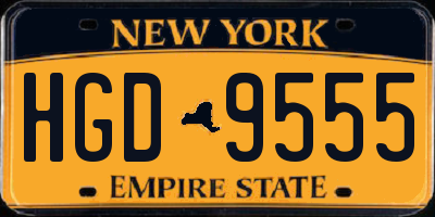 NY license plate HGD9555