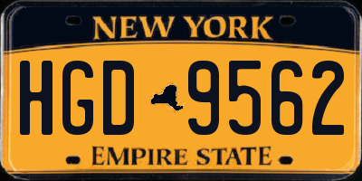 NY license plate HGD9562