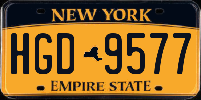 NY license plate HGD9577