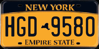 NY license plate HGD9580