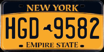 NY license plate HGD9582