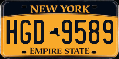 NY license plate HGD9589