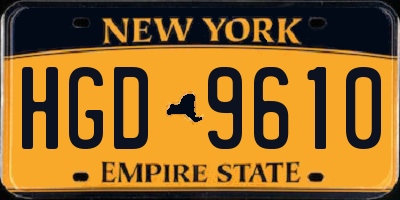 NY license plate HGD9610
