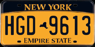 NY license plate HGD9613