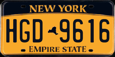 NY license plate HGD9616