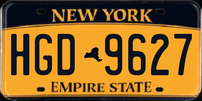 NY license plate HGD9627