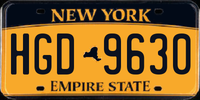 NY license plate HGD9630