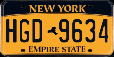 NY license plate HGD9634