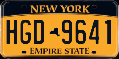 NY license plate HGD9641