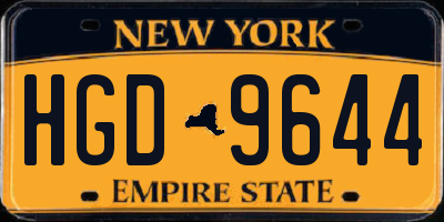 NY license plate HGD9644