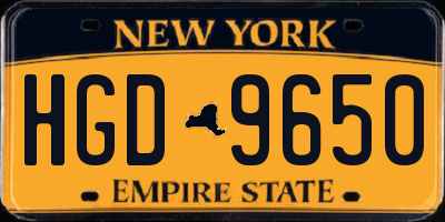 NY license plate HGD9650