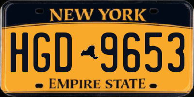 NY license plate HGD9653