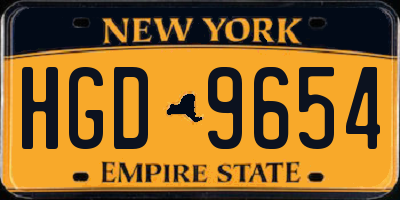 NY license plate HGD9654