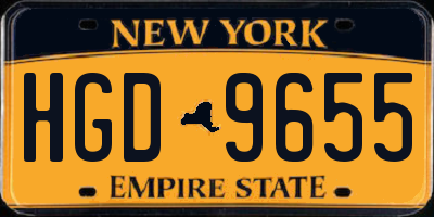 NY license plate HGD9655