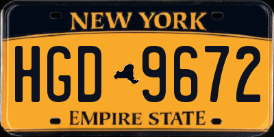NY license plate HGD9672