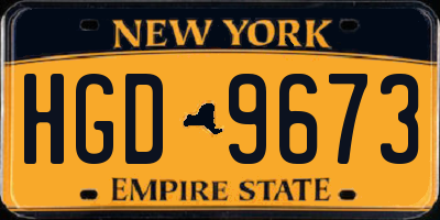 NY license plate HGD9673