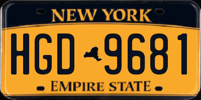 NY license plate HGD9681