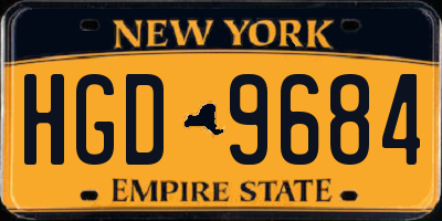 NY license plate HGD9684