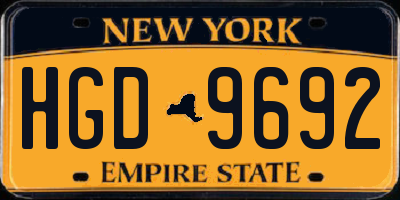 NY license plate HGD9692
