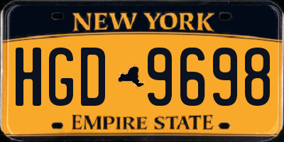 NY license plate HGD9698