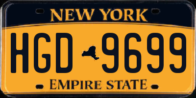 NY license plate HGD9699