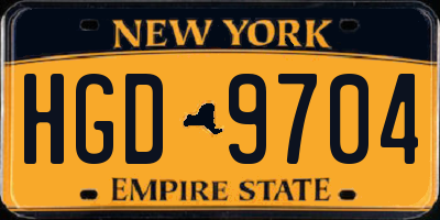 NY license plate HGD9704