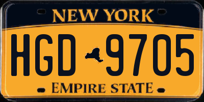 NY license plate HGD9705