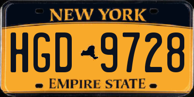 NY license plate HGD9728