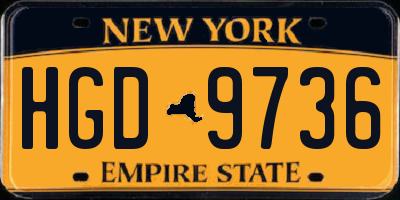 NY license plate HGD9736