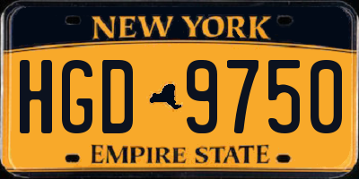 NY license plate HGD9750