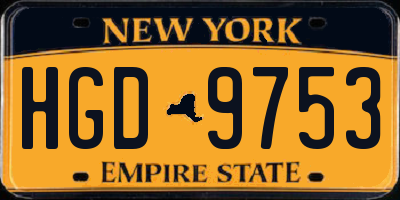 NY license plate HGD9753