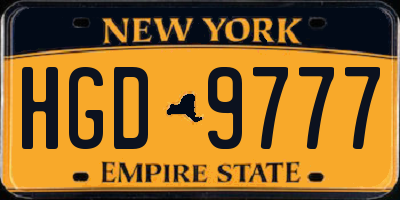 NY license plate HGD9777