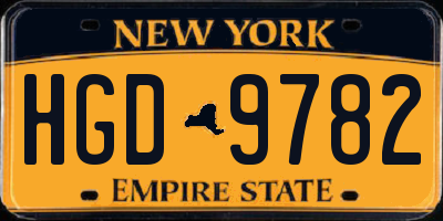 NY license plate HGD9782