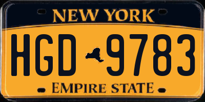 NY license plate HGD9783