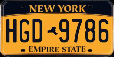 NY license plate HGD9786
