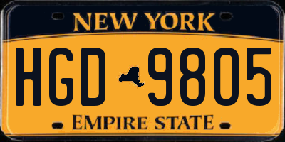 NY license plate HGD9805