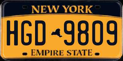 NY license plate HGD9809