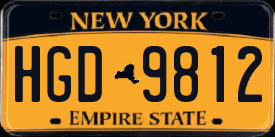 NY license plate HGD9812