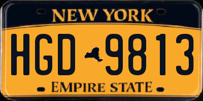 NY license plate HGD9813