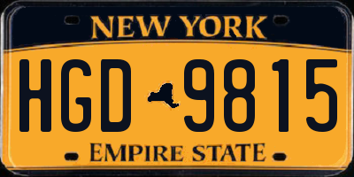 NY license plate HGD9815