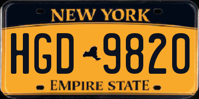 NY license plate HGD9820