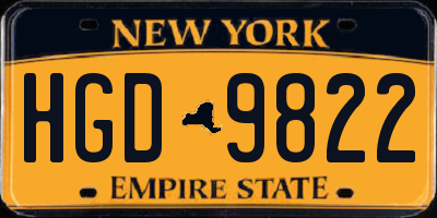 NY license plate HGD9822