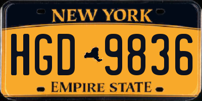 NY license plate HGD9836